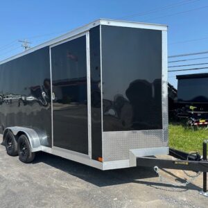 Covered Wagon 7 x 16 Enclosed Trailer – 18″ Added Height — 7x16 covered wagon cargo trailer for sale at Easy Containers