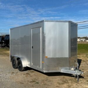 Cargo Pro 7 x 14 V-Nose Aluminum Cargo Trailer – Ramp Door — 7x14 cargo pro cargo trailer for sale at Easy Containers