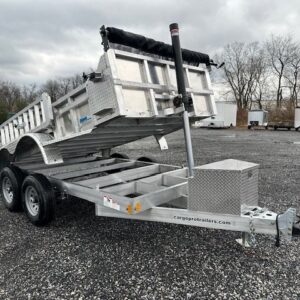Cargo Pro 6 x 12 Aluminum Dump Trailer – Ladder Ramps — 6x12 cargo pro dump trailer for sale at Easy Containers