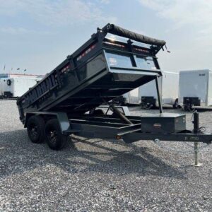 Covered Wagon 6 x 12 Prospector Dump Trailer – Ladder Ramps — 6x12 covered wagon dump trailer for sale at Easy Containers