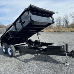 Premier 6 x 12 Low Profile Dump Trailer – Ladder Ramps — 6x12 dump trailer for sale at Easy Containers