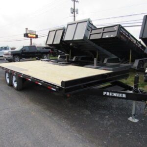 Premier 8.5 x 20 Deckover Equipment Trailer – Slide Out Ramps — 5x20 premier gooseneck trailer for sale at Easy Containers