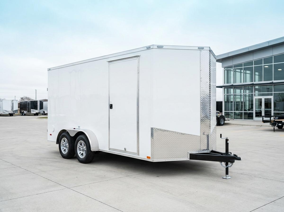 Enclosed cargo trailer for sale at Easy Containers