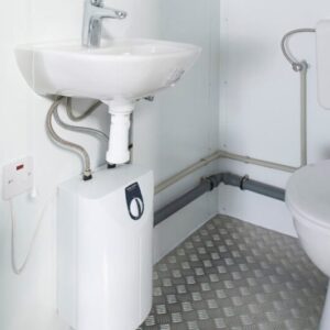1+1 Double Mains Toilet 8Ft x 5Ft (Green) - 8ft 1 plus 1 toilet block for sale at Easy Containers (view 2)