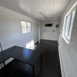 20ft 20’ Slate Gray Shiplap 120V Shipping Container Office Mini Split - slate gray 20ft shipping container office for sale at Easy Containers (view 3)