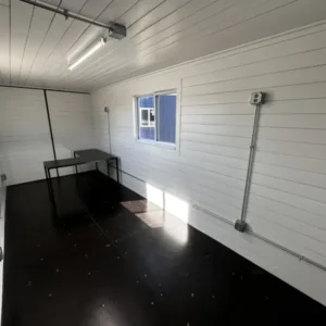 20ft 20’ Slate Gray Shiplap 120V Shipping Container Office Mini Split - slate gray 20ft shipping container office for sale at Easy Containers (view 4)