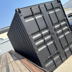 20ft Used Shipping Container – Matte Black w/ 12’ Side Roll-Up Door - matte black 20ft used shipping container for sale at Easy Containers (view 2)