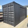 20ft Used Shipping Container – Matte Black w/ 12’ Side Roll-Up Door - matte black 20ft used shipping container for sale at Easy Containers