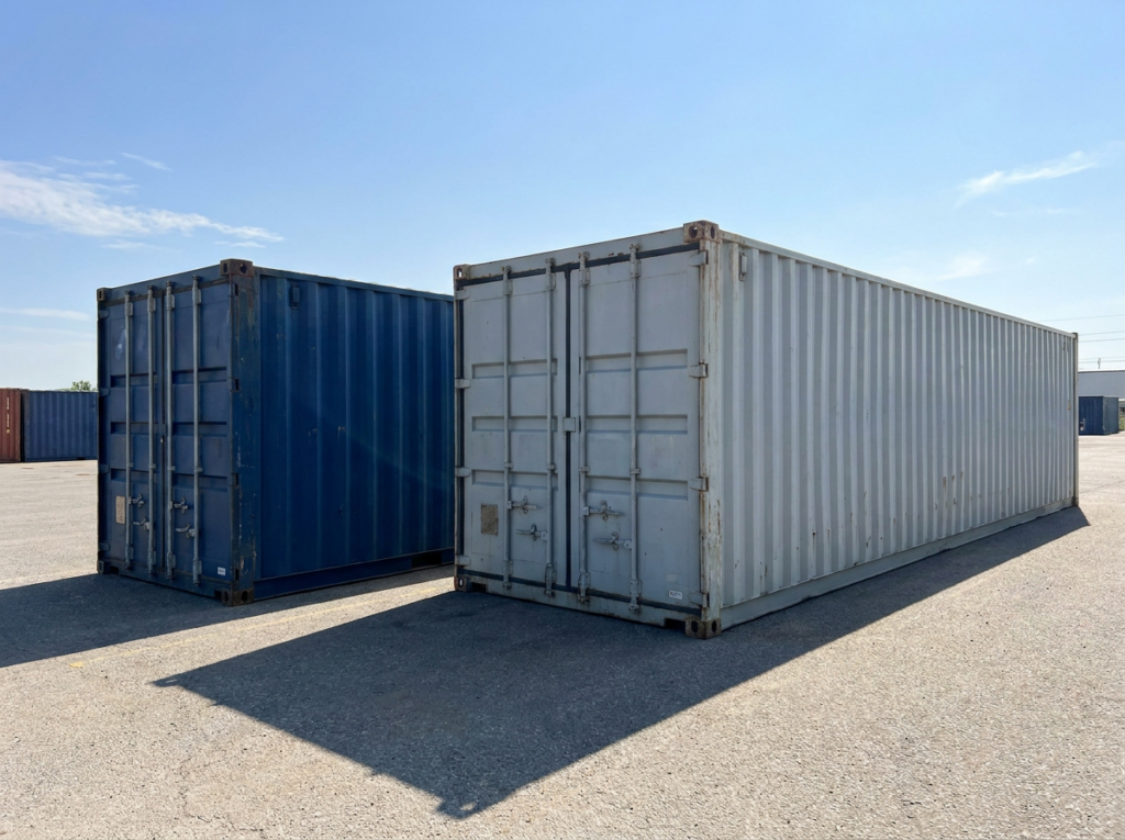 20ft and 40ft shipping containers side by side size comparison